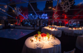 tenso cristal marquee dinner setup tuscany by night