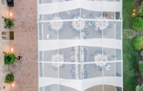 tenso crystal marquee wooden floor dinner tuscany