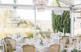 tenso crystal marquee wooden floor dinner tuscany 3