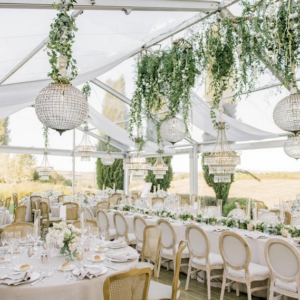 tenso crystal marquee wooden floor dinner tuscany 5